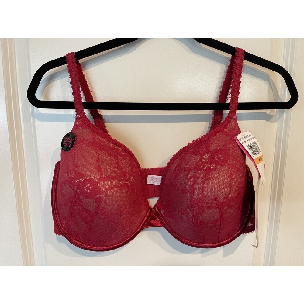 COPY - Lily of France NEW NWT Bra 40DD Plus size Full Figure Lace Plunge Linger…